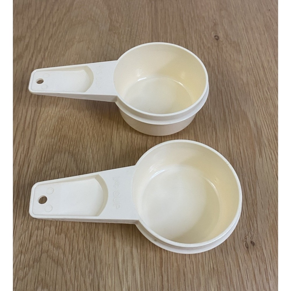 TUPPERWARE Measuring 1/3 Cup 765-6  &  1/4 Cup 766-6 Almond Replacement Vintage